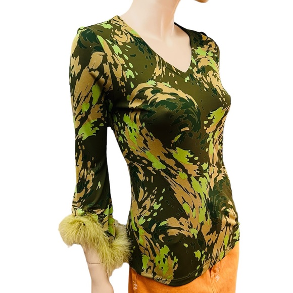Lorena Conti Paris Niki Top Blouse w/ Feathers Small 100% Viscose Made in France - Picture 4 of 12